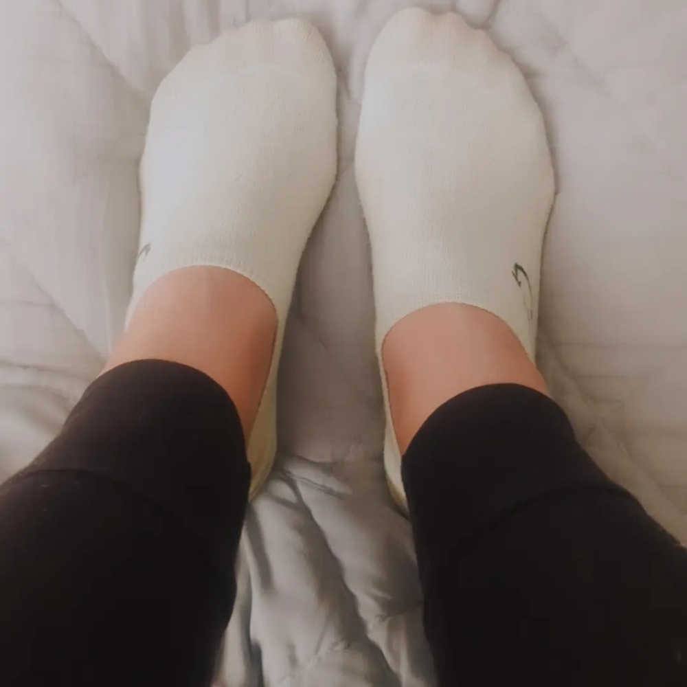 Worn Lime green worn no show socks